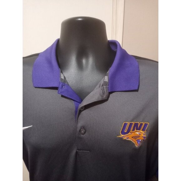 Nike Golf Polo Shirt Mens XL Gray Purple Dri-Fit UNI Iowa Short Sleeve - Picture 4 of 11